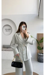 Toka Detay Kemerli Tunik Takım - Mint - Kod: 8927