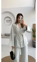 Toka Detay Kemerli Tunik Takım - Mint - Kod: 8927