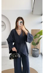 Palermo Bağcıklı Düğmeli Takım - Lacivert - Kod: 8916