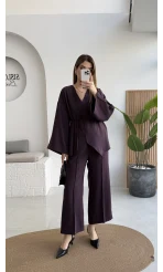 Palermo Bağcıklı Düğmeli Takım - Mürdüm - Kod: 8916