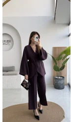 Palermo Bağcıklı Düğmeli Takım - Mürdüm - Kod: 8916