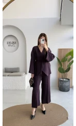 Palermo Bağcıklı Düğmeli Takım - Mürdüm - Kod: 8916