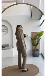 Poppy Toka Kemerli Ceket Pantolon Takım - Haki - Kod: 9021