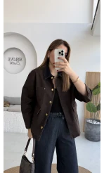 Blondie Düğmeli Denim Ceket - Acı Kahve - Kod: 2050