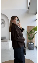 Blondie Düğmeli Denim Ceket - Acı Kahve - Kod: 2050