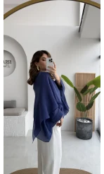 Uçuşan Pelerin Bluz - Lacivert - Kod: 5026