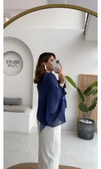 Uçuşan Pelerin Bluz - Lacivert - Kod: 5026