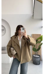 Prudence Kemerli Oversize Blazer Ceket - Olive - Kod: 9719