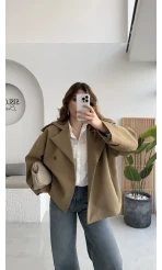 Prudence Kemerli Oversize Blazer Ceket - Olive - Kod: 9719