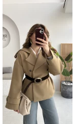 Prudence Kemerli Oversize Blazer Ceket - Olive - Kod: 9719