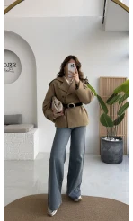 Prudence Kemerli Oversize Blazer Ceket - Olive - Kod: 9719