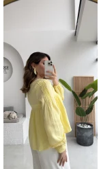 Peri İnci Detay Sarı Bluz