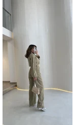 Quz Dokulu Yüksek Bel Kot Jean Pantolon - Mint - Kod: 00145