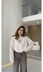 Bej Renkli Baskılı Sweatshirt - Kod: 01874