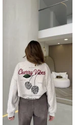 Bej Renkli Baskılı Sweatshirt - Kod: 01874