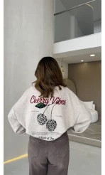 Bej Renkli Baskılı Sweatshirt - Kod: 01874