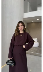 La Fortuna Bel Detay Bağcıklı Takım - Mürdüm - Kod: 9034