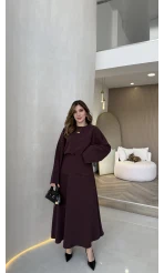 La Fortuna Bel Detay Bağcıklı Takım - Mürdüm - Kod: 9034