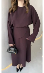 La Fortuna Bel Detay Bağcıklı Takım - Mürdüm - Kod: 9034