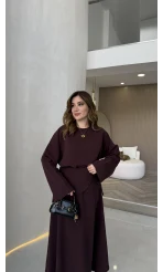 La Fortuna Bel Detay Bağcıklı Takım - Mürdüm - Kod: 9034