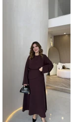 La Fortuna Bel Detay Bağcıklı Takım - Mürdüm - Kod: 9034