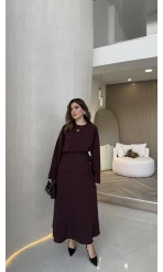 La Fortuna Bel Detay Bağcıklı Takım - Mürdüm - Kod: 9034