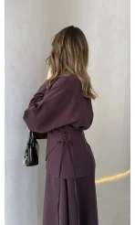 La Fortuna Bel Detay Bağcıklı Takım - Mürdüm - Kod: 9034