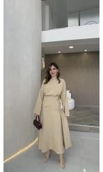 La Fortuna Bel Detay Bağcıklı Takım - Vizon - Kod: 9034