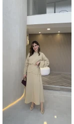 La Fortuna Bel Detay Bağcıklı Takım - Vizon - Kod: 9034