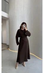 La Fortuna Bel Detay Bağcıklı Takım - Kahve - Kod: 9034