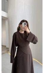 La Fortuna Bel Detay Bağcıklı Takım - Kahve - Kod: 9034