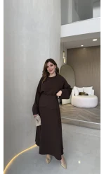 La Fortuna Bel Detay Bağcıklı Takım - Kahve - Kod: 9034