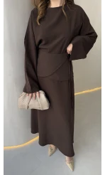 La Fortuna Bel Detay Bağcıklı Takım - Kahve - Kod: 9034