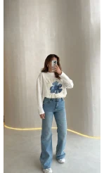 Jomo Yüksek Bel Likralı Denim Jean Pantolon - Mavi - Kod: 3462