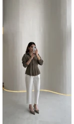 Quz Pile Detaylı Pantolon - Ekru - Kod: 71154