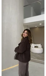 Anastasia Vatkalı Kuşaklı Kısa Trençkot - Kahve - Kod: 9609