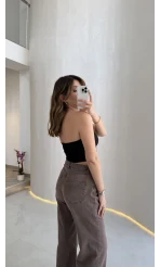 Straplez Crop Pedli Body - Siyah - Kod: 23369