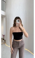 Straplez Crop Pedli Body - Siyah - Kod: 23369