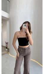 Straplez Crop Pedli Body - Siyah - Kod: 23369