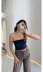 Straplez Crop Pedli Body - Lacivert - Kod: 23369