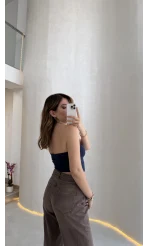 Straplez Crop Pedli Body - Lacivert - Kod: 23369