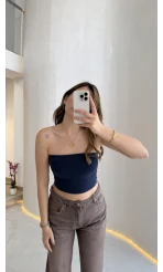 Straplez Crop Pedli Body - Lacivert - Kod: 23369