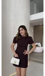 Amore Balon Kol Mini Elbise - Bordo - Kod: 041