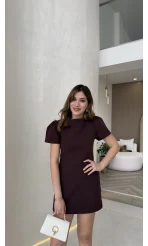 Amore Balon Kol Mini Elbise - Bordo - Kod: 041