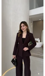 Charlotte Pilili Bele Oturan Takım - Mürdüm - Kod: 8884