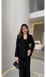 Charlotte Pilili Bele Oturan Takım - Siyah - Kod: 8884