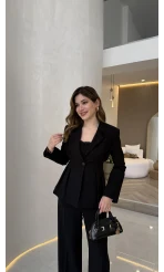 Charlotte Pilili Bele Oturan Takım - Siyah - Kod: 8884