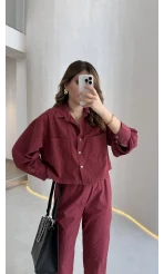 Moledro Gömlek-Pantolon Takım - Bordo - Kod: 50757