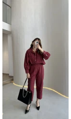 Moledro Gömlek-Pantolon Takım - Bordo - Kod: 50757