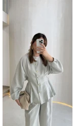 Stellaa Pile Dikişli Takım - Gri - Kod: 8930